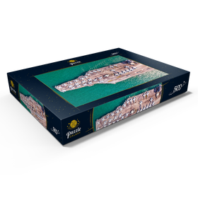 Darstellung des Puzzle Motivs Flugzeugträger auf dem Ozean - Puzzleteile: 500