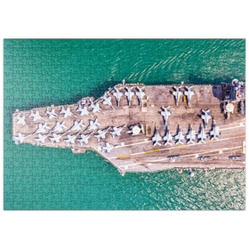 Darstellung des Puzzle Motivs Flugzeugträger auf dem Ozean - Puzzleteile: 500