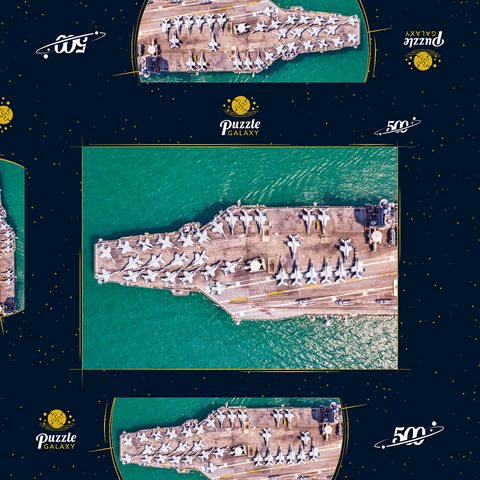 Draufsicht Flugzeugträger segeln auf dem Ozean 500 Puzzle Schachtel 3D Modell