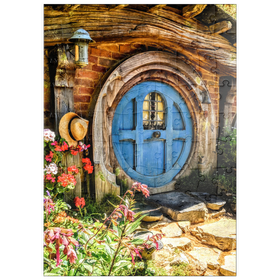 Darstellung des Puzzle-Motivs Hobbit-Haus in Hobbiton, Neuseeland – Puzzleteile: 100