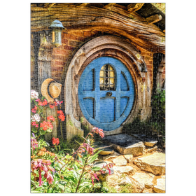Darstellung des Puzzle Motivs Hobbit-Haus in Hobbiton, Neuseeland - Puzzleteile: 500
