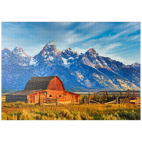 Darstellung des Puzzle-Motivs Barn on Mormon Run , Wyoming beliebte Scheune in Jackson Hole – Puzzleteile: 1000