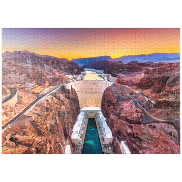 puzzleplate Hoover-Damm am Colorado River, der Nevada und Arizona durchquert. 1000 Puzzle