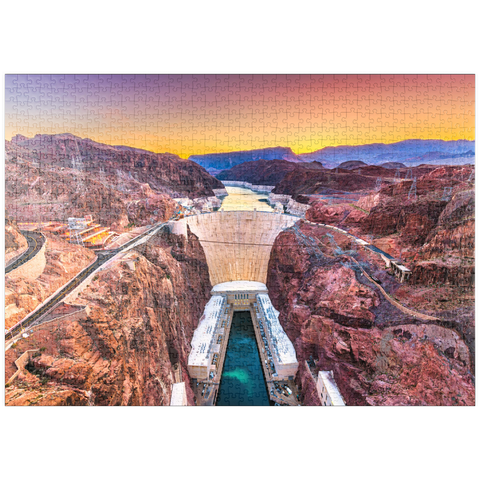 puzzleplate Hoover-Damm am Colorado River, der Nevada und Arizona durchquert. 1000 Puzzle