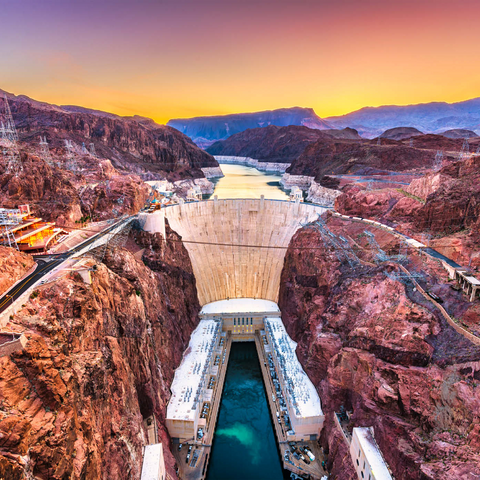 Hoover-Damm am Colorado River, der Nevada und Arizona durchquert. 1000 Puzzle 3D Modell