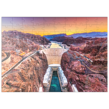 puzzleplate Hoover-Damm am Colorado River, der Nevada und Arizona durchquert. 100 Puzzle