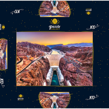 Hoover-Damm am Colorado River, der Nevada und Arizona durchquert. 100 Puzzle Schachtel 3D Modell