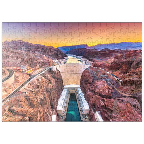 puzzleplate Hoover-Damm am Colorado River, der Nevada und Arizona durchquert. 200 Puzzle