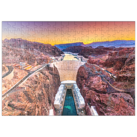 Darstellung des Puzzle Motivs Hoover-Damm am Colorado River, der Nevada und Arizona durchquert - Puzzleteile: 200