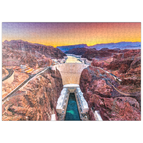 puzzleplate Hoover-Damm am Colorado River, der Nevada und Arizona durchquert. 500 Puzzle