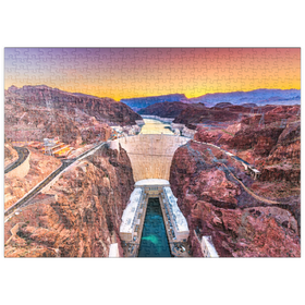 Darstellung des Puzzle Motivs Hoover-Damm am Colorado River, der Nevada und Arizona durchquert - Puzzleteile: 500