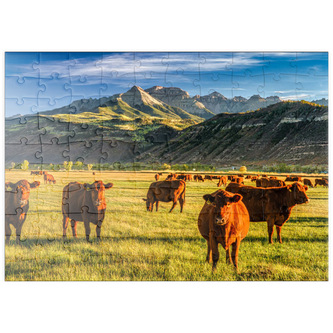 puzzleplate Herbst auf einer Viehranch in Colorado bei Ridgway - County Road 12 100 Puzzle