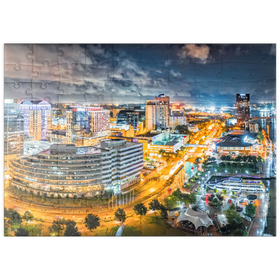 Darstellung des Puzzle Motivs Luftbild von Norfolk Virginia bei Nacht - Puzzleteile: 100