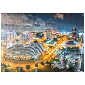 Darstellung des Puzzle Motivs Luftbild von Norfolk Virginia bei Nacht - Puzzleteile: 200