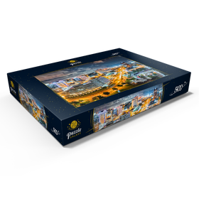 Darstellung des Puzzle Motivs Luftbild von Norfolk Virginia bei Nacht - Puzzleteile: 500