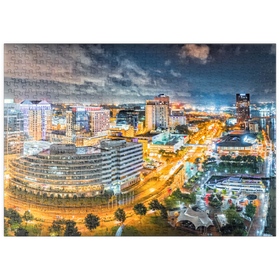 Darstellung des Puzzle Motivs Luftbild von Norfolk Virginia bei Nacht - Puzzleteile: 500