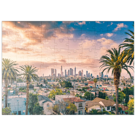 Darstellung des Puzzle Motivs Schöner Sonnenuntergang im Zentrum von Los Angeles - Puzzleteile: 100