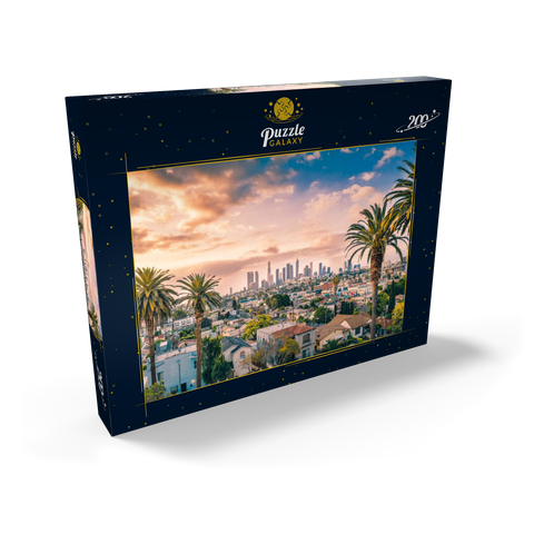 Schöner Sonnenuntergang im Zentrum von Los Angeles Skyline und Palmen 200 Puzzle Schachtel Ansicht2