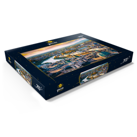 Alternative Darstellung des Puzzle-Motivs Schöner Panoramablick auf Salzburg mit Salzach in schönem goldenem Abendlicht – Puzzleteile: 200