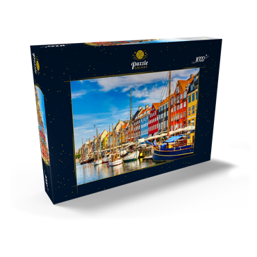 Kopenhagener ikonischer Blick. Berühmter alter Nyhavn Hafen im Zentrum von Kopenhagen, Dänemark im Sommer sonnige Tage. 1000 Puzzle Schachtel Ansicht2