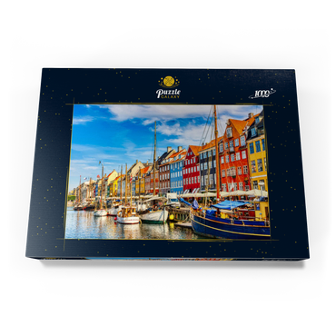 Kopenhagener ikonischer Blick. Berühmter alter Nyhavn Hafen im Zentrum von Kopenhagen, Dänemark im Sommer sonnige Tage. 1000 Puzzle Schachtel Ansicht3