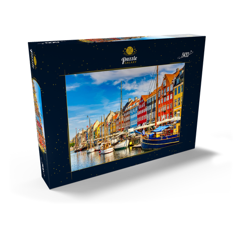 Kopenhagener ikonischer Blick. Berühmter alter Nyhavn Hafen im Zentrum von Kopenhagen, Dänemark im Sommer sonnige Tage. 500 Puzzle Schachtel Ansicht2