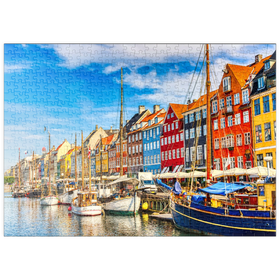 Darstellung des Puzzle-Motivs Berühmter alter Nyhavn Hafen im Zentrum von Kopenhagen, Dänemark – Puzzleteile: 500