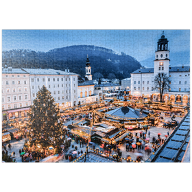 Darstellung des Puzzle-Motivs Weihnachtsmarkt in der Altstadt von Salzburg – Puzzleteile: 1000