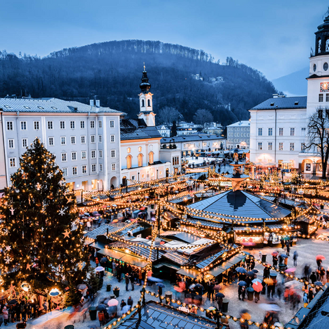 Salzburg, Österreich: Weihnachtsmarkt in der Altstadt von Salzburg. 1000 Puzzle 3D Modell