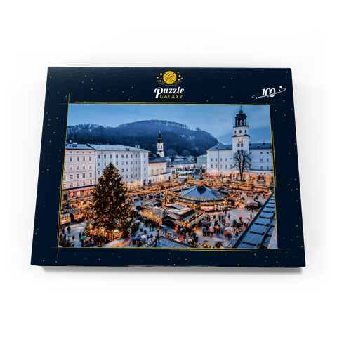 Salzburg, Österreich: Weihnachtsmarkt in der Altstadt von Salzburg. 100 Puzzle Schachtel Ansicht3