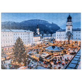 Darstellung des Puzzle-Motivs Weihnachtsmarkt in der Altstadt von Salzburg – Puzzleteile: 200
