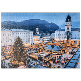 Darstellung des Puzzle-Motivs Weihnachtsmarkt in der Altstadt von Salzburg – Puzzleteile: 500