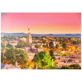 Darstellung des Puzzle-Motivs Santa Fe Downtown Skyline bei Dämmerung, New Mexico, USA – Puzzleteile: 1000