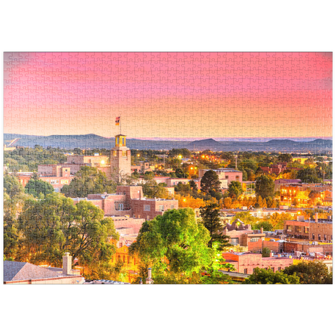 puzzleplate Santa Fe, New Mexico, USA Downtown Skyline bei Dämmerung. 1000 Puzzle