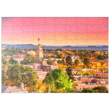 puzzleplate Santa Fe, New Mexico, USA Downtown Skyline bei Dämmerung. 100 Puzzle