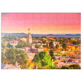 Darstellung des Puzzle Motivs Santa Fe Downtown Skyline bei Dämmerung, New Mexico, USA - Puzzleteile: 100