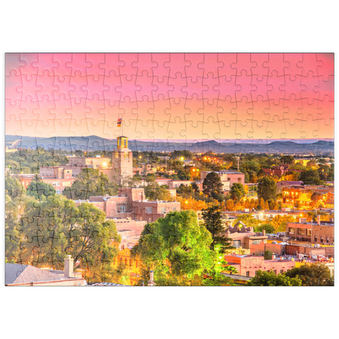 puzzleplate Santa Fe, New Mexico, USA Downtown Skyline bei Dämmerung. 200 Puzzle