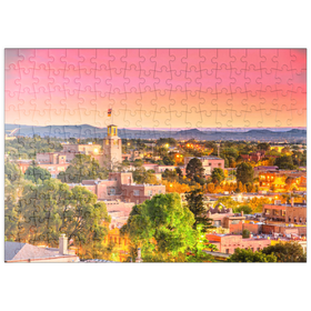 Darstellung des Puzzle Motivs Santa Fe Downtown Skyline bei Dämmerung, New Mexico, USA - Puzzleteile: 200