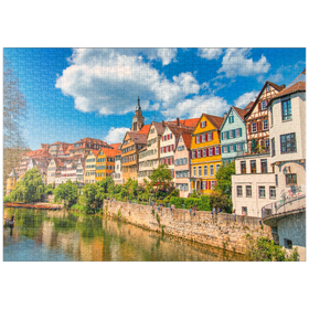 Darstellung des Puzzle-Motivs Tübingen, farbige Häuser am Neckar-Flussufer – Puzzleteile: 1000