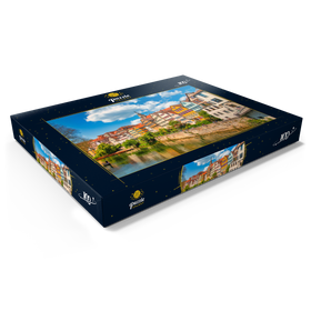 Darstellung des Puzzle Motivs Tübingen, farbige Häuser am Neckar-Flussufer - Puzzleteile: 100