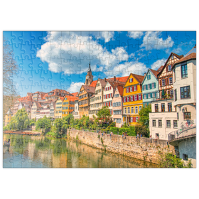 Darstellung des Puzzle-Motivs Tübingen, farbige Häuser am Neckar-Flussufer – Puzzleteile: 200