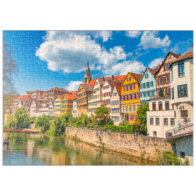Darstellung des Puzzle-Motivs Tübingen, farbige Häuser am Neckar-Flussufer – Puzzleteile: 500
