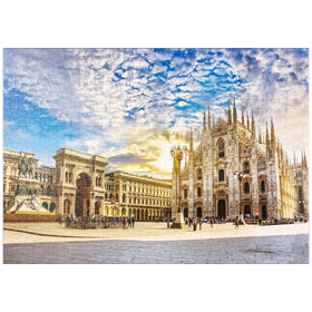 Darstellung des Puzzle Motivs Mailänder Dom (Duomo di Milano) und Galleria Vittorio Emanuele II, Mailand, Italien. - Puzzleteile: 1000