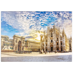 Darstellung des Puzzle Motivs Mailänder Dom (Duomo di Milano) und Galleria Vittorio Emanuele II, Mailand, Italien. - Puzzleteile: 100
