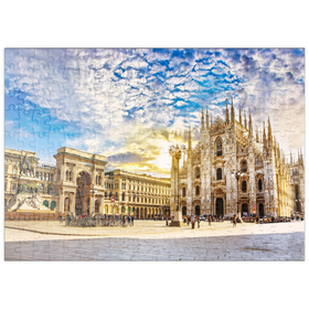 Darstellung des Puzzle Motivs Mailänder Dom (Duomo di Milano) und Galleria Vittorio Emanuele II, Mailand, Italien. - Puzzleteile: 200