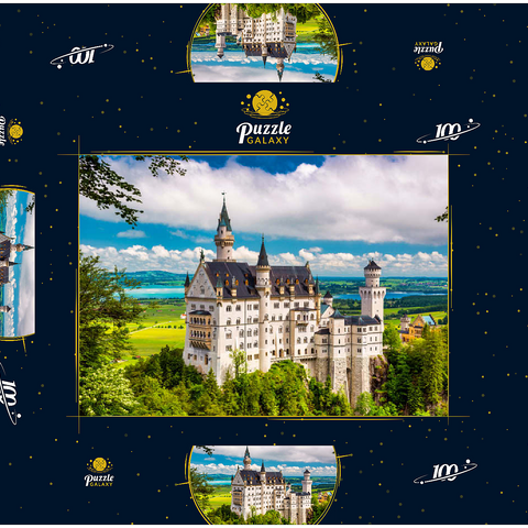 Schloss Neuschwanstein an einem Sommertag in Deutschland. 100 Puzzle Schachtel 3D Modell