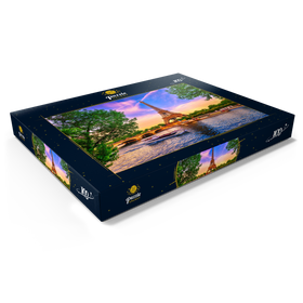 Alternative Darstellung des Puzzle-Motivs Eiffelturm und Seine bei Sonnenuntergang in Paris, Frankreich – Puzzleteile: 100