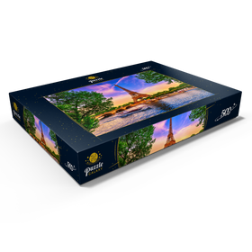 Alternative Darstellung des Puzzle-Motivs Eiffelturm und Seine bei Sonnenuntergang in Paris, Frankreich – Puzzleteile: 500