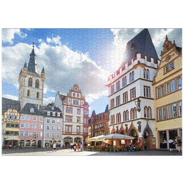 puzzleplate Trier, Marktplatz mit Steipe im Stadtzentrum der antiken römischen Stadt in Rheinland-Pfalz 1000 Puzzle