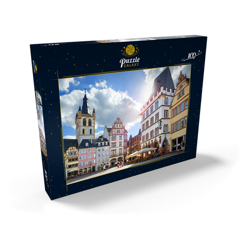Trier, Marktplatz mit Steipe im Stadtzentrum der antiken römischen Stadt in Rheinland-Pfalz 100 Puzzle Schachtel Ansicht2